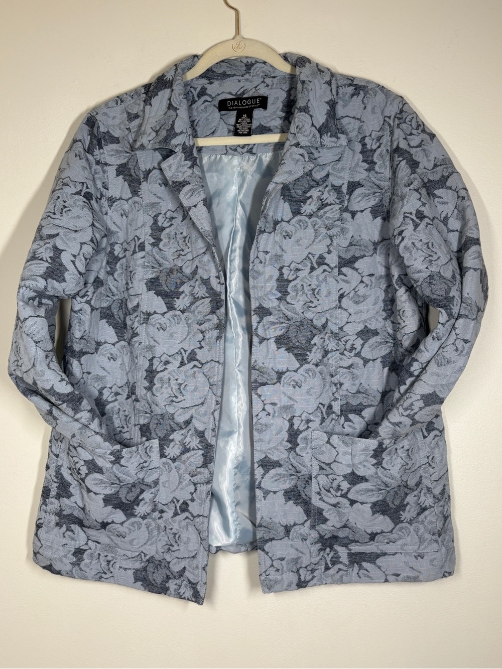 Dialogue Light Blue Floral Jacquard Blazer